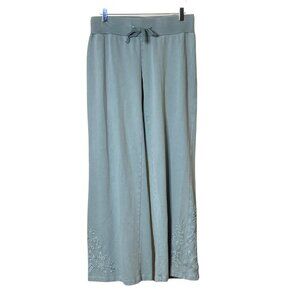 NWT Karyn Seo Bryn Embroidered Wide Leg Drawstring Pants in Vintage Blue Sz. S
